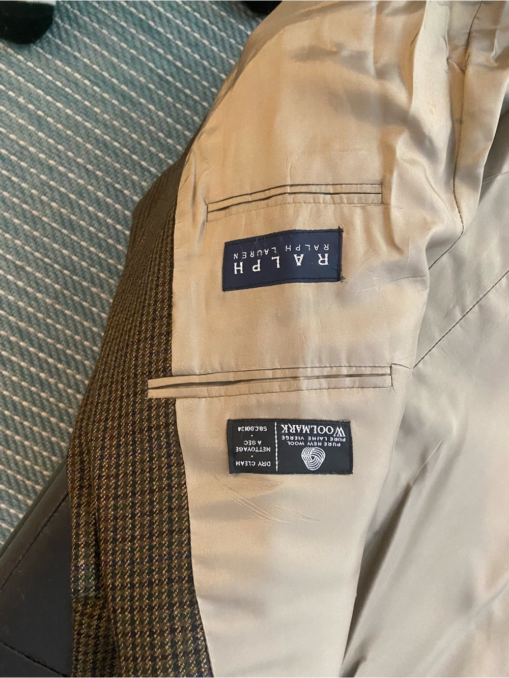 Ralph Lauren Men’s Brown Check Wool Peacoat with Tan Lining
